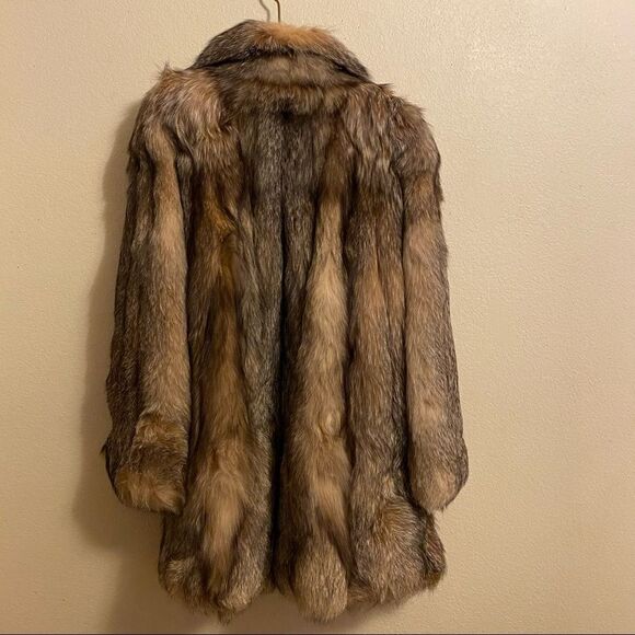 🍄 Crystal Fox Fur Genuine Brown Fur Coat - Picture 10 of 15